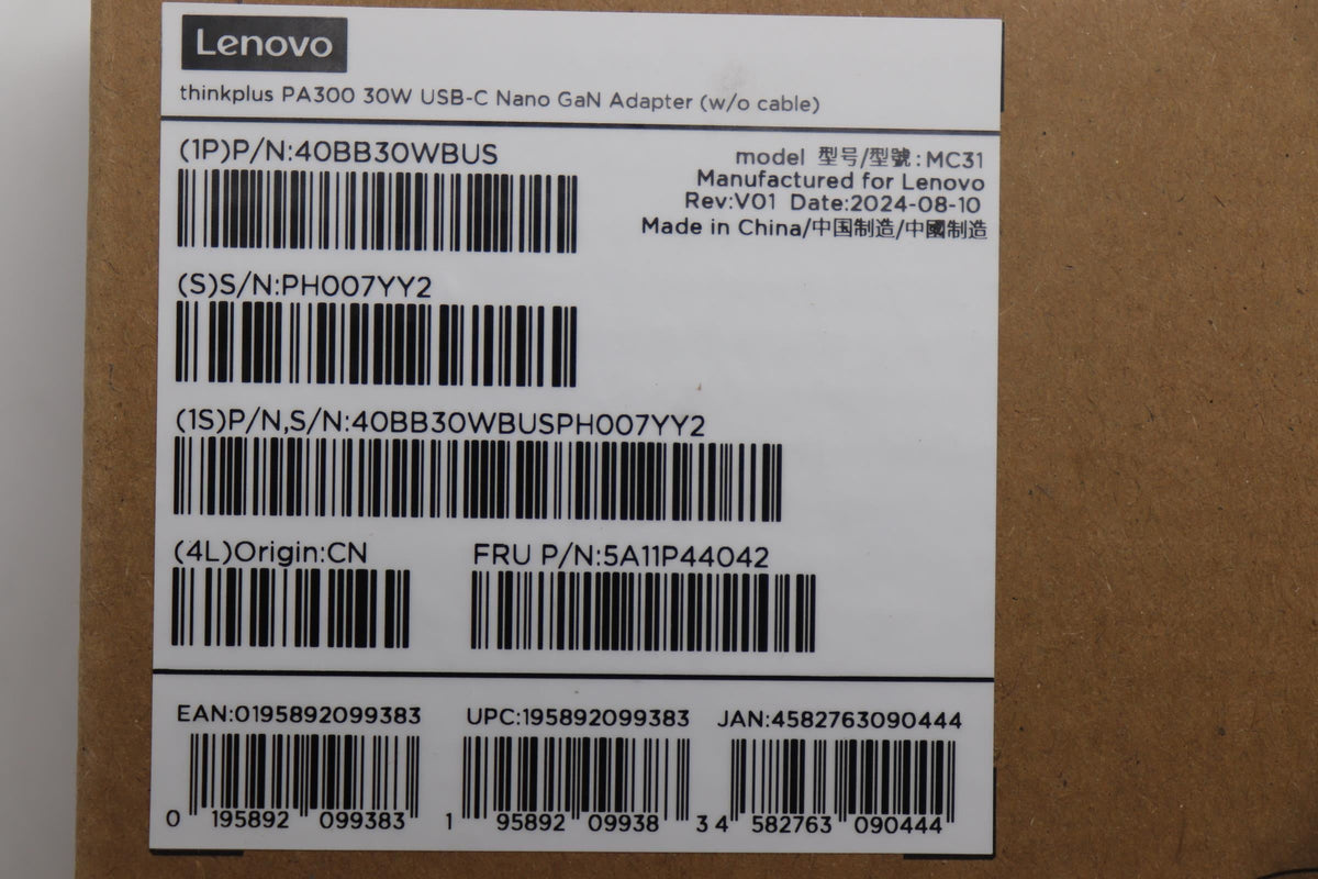 Lenovo AC_ADAPTER FRU-30W1C Power Adapter-BK AC Charger Adapter 5A11P44042