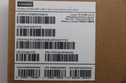 Lenovo AC_ADAPTER FRU-30W1C Power Adapter-BK AC Charger Adapter 5A11P44042