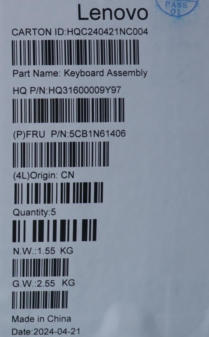 Lenovo Upper Case ASM_BEL H83DR CB GY 5CB1N61406