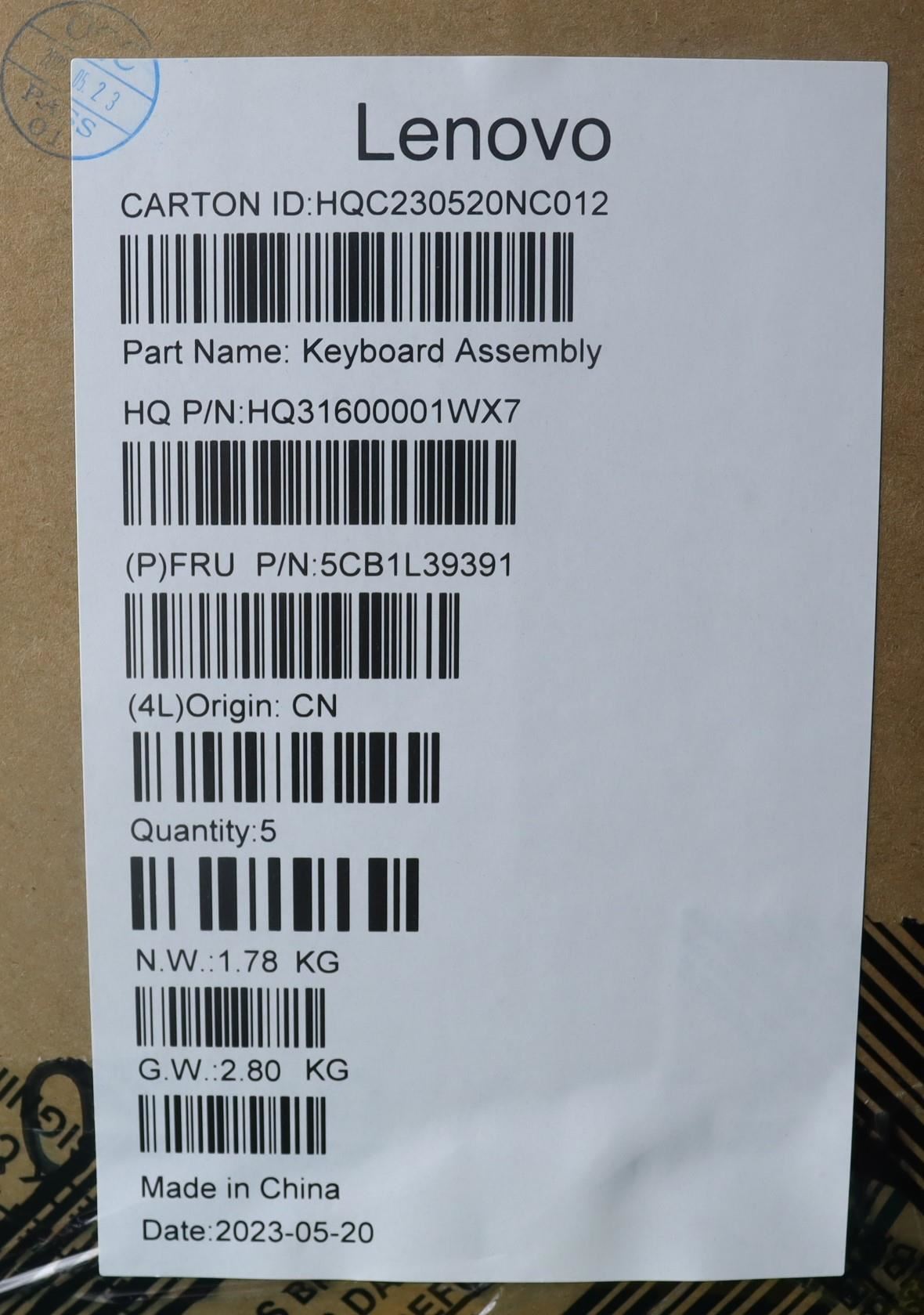 Lenovo Yoga 7 14IRH8 Palmrest Cover Touchpad Keyboard US Euro 5CB1L39391