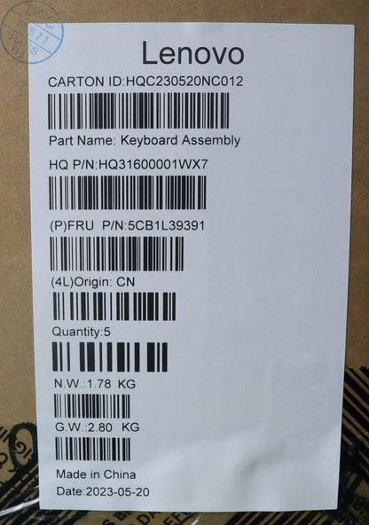Lenovo Yoga 7 14IRH8 Palmrest Cover Touchpad Keyboard US Euro 5CB1L39391