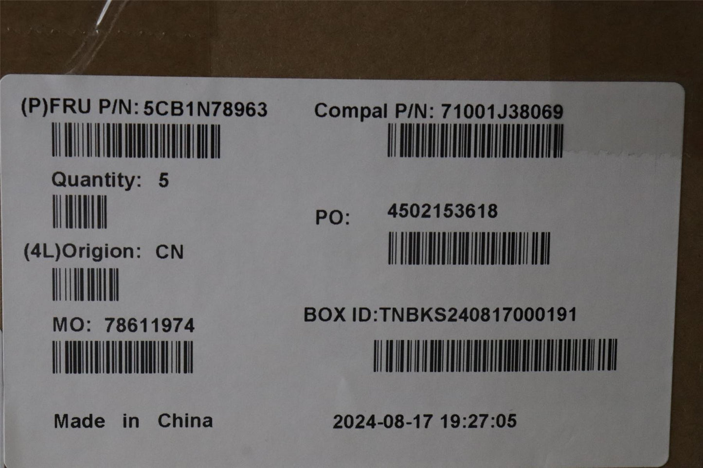 Lenovo UpperCase_NORDIC C 83G1 CG NFP NBL 5CB1N78963