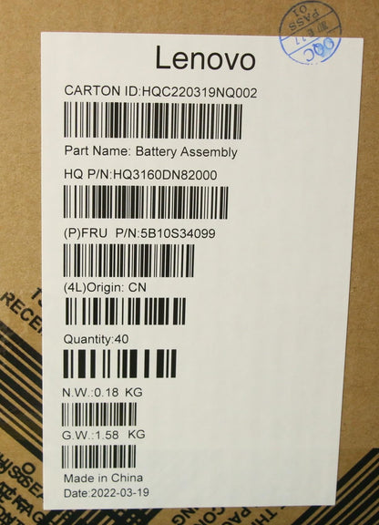 Lenovo CMOS Battery H 21CY RTC battery 5B10S34099