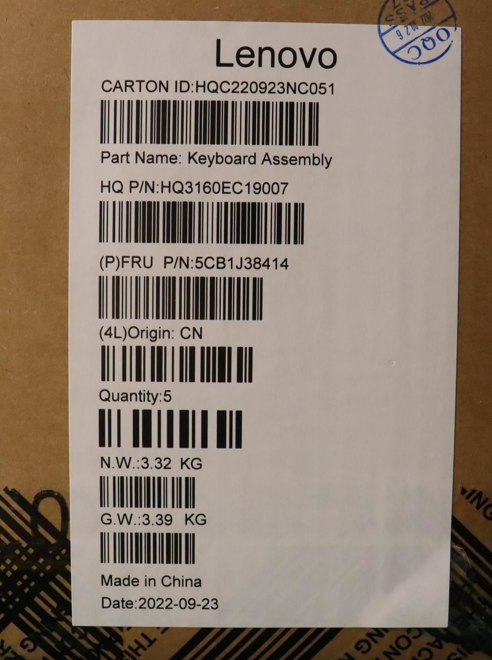 Lenovo Upper Case ASM_ITA H 82UW D VGA 5CB1J38414
