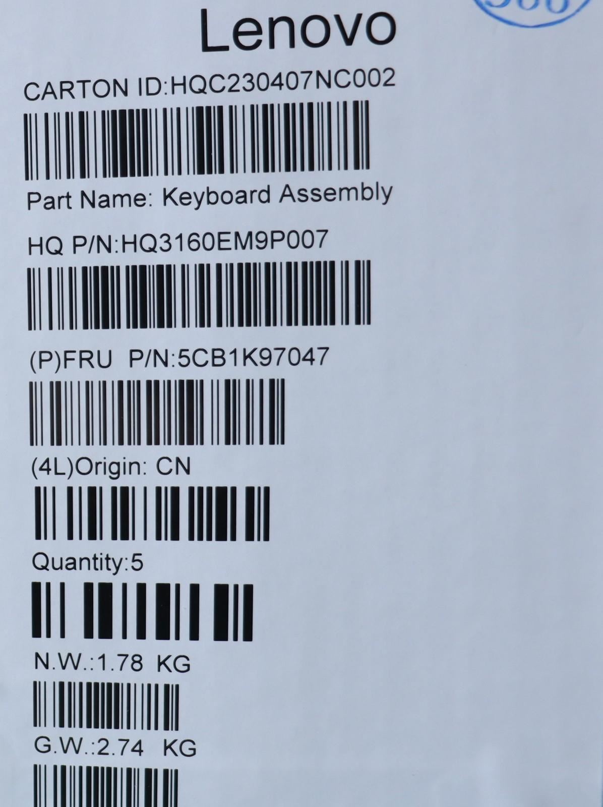 Lenovo Upper Case ASM_GER H83ALARGY 5CB1K97047