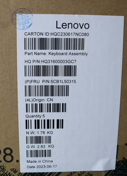 Lenovo Yoga 7 14ARP8 Palmrest Cover Touchpad Keyboard US Euro 5CB1L50315