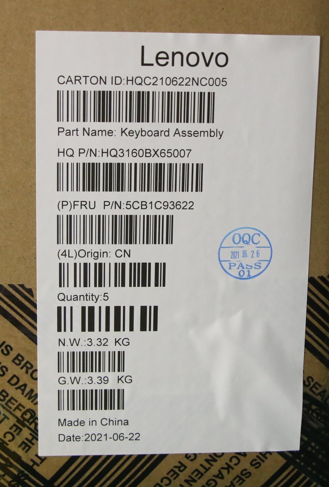 Lenovo ThinkBook G2 ITG Keyboard Palmrest Top Cover US Storm Grey 5CB1C93622