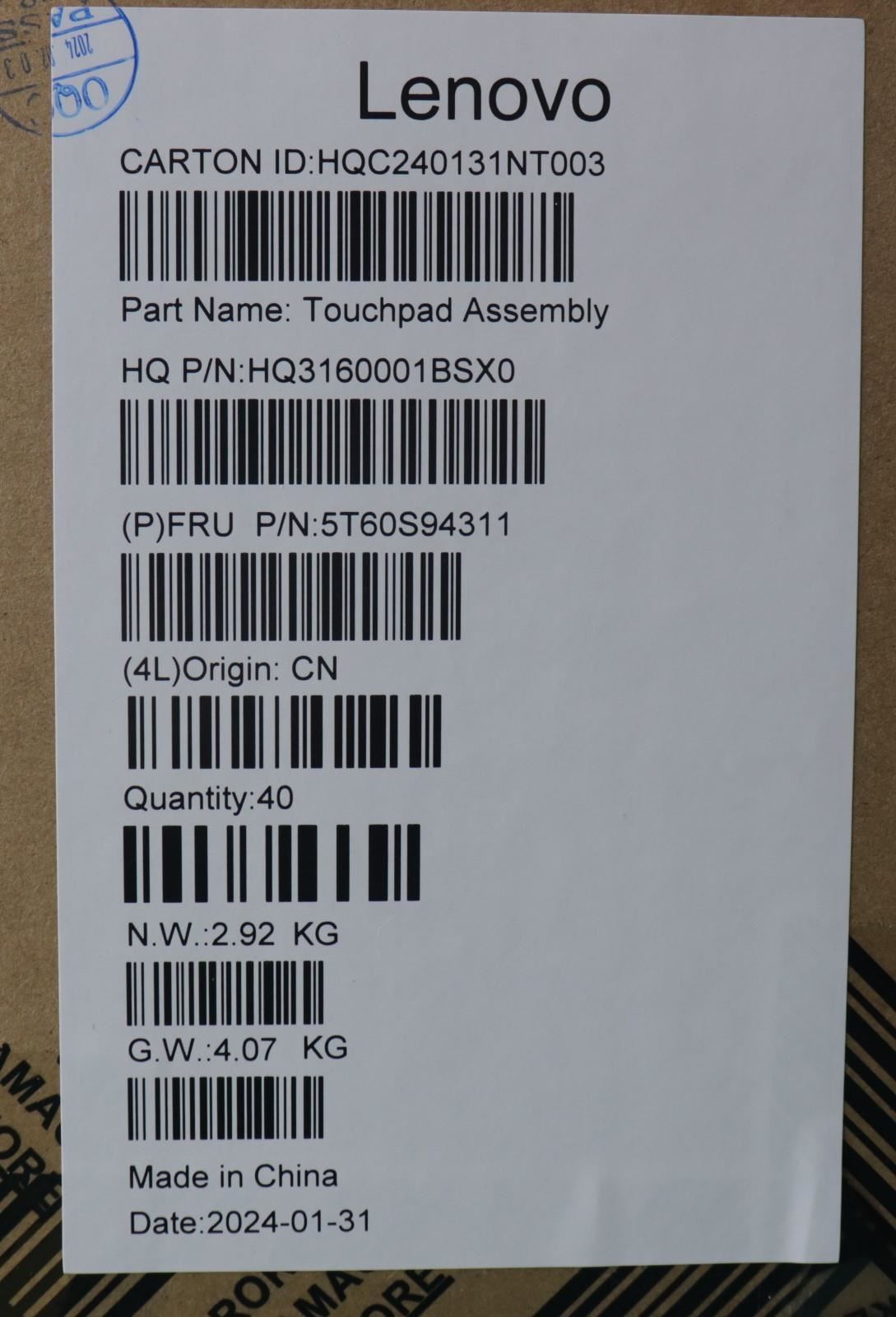Lenovo H 83DR Luna grey Touchpad Board 5T60S94311
