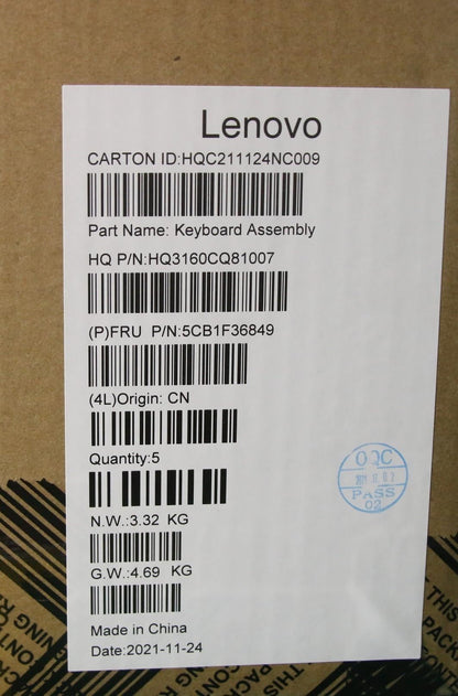 Lenovo Yoga 7 16ACH6 Palmrest Cover Touchpad Keyboard US Europe Grey 5CB1F36849