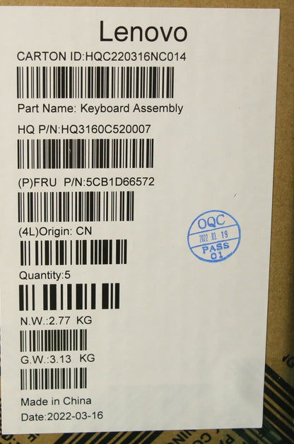 Lenovo ThinkBook 13x ITG Palmrest Cover Touchpad Keyboard Greek 5CB1D66572