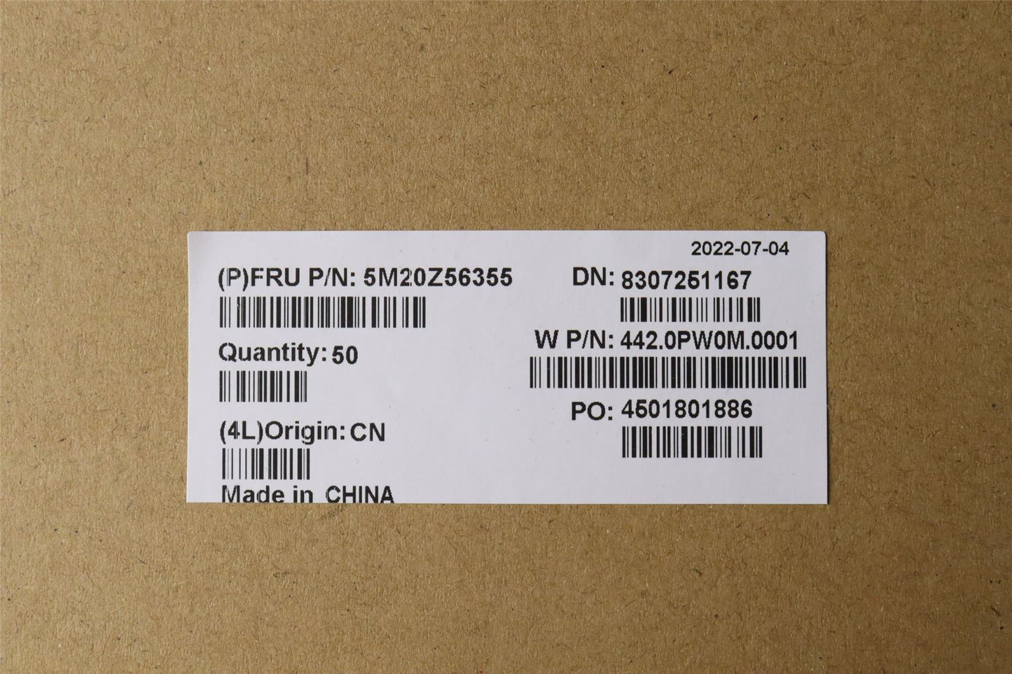 Lenovo 5M20Z56355 MECHANICAL FRU SIM Tray_Dummy_SG, Fenrir