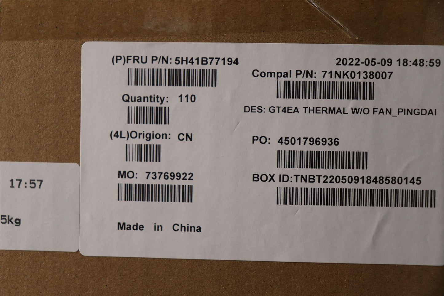 Lenovo 5H41B77194 HEATSINK FRU Thermal module WIFI--KIPO