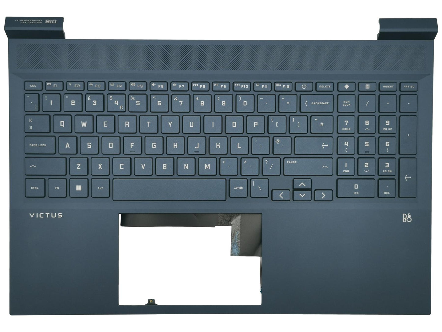 Genuine HP Victus 16-D 16-E Palmrest Cover Keyboard UK Blue Backlit M54739-031