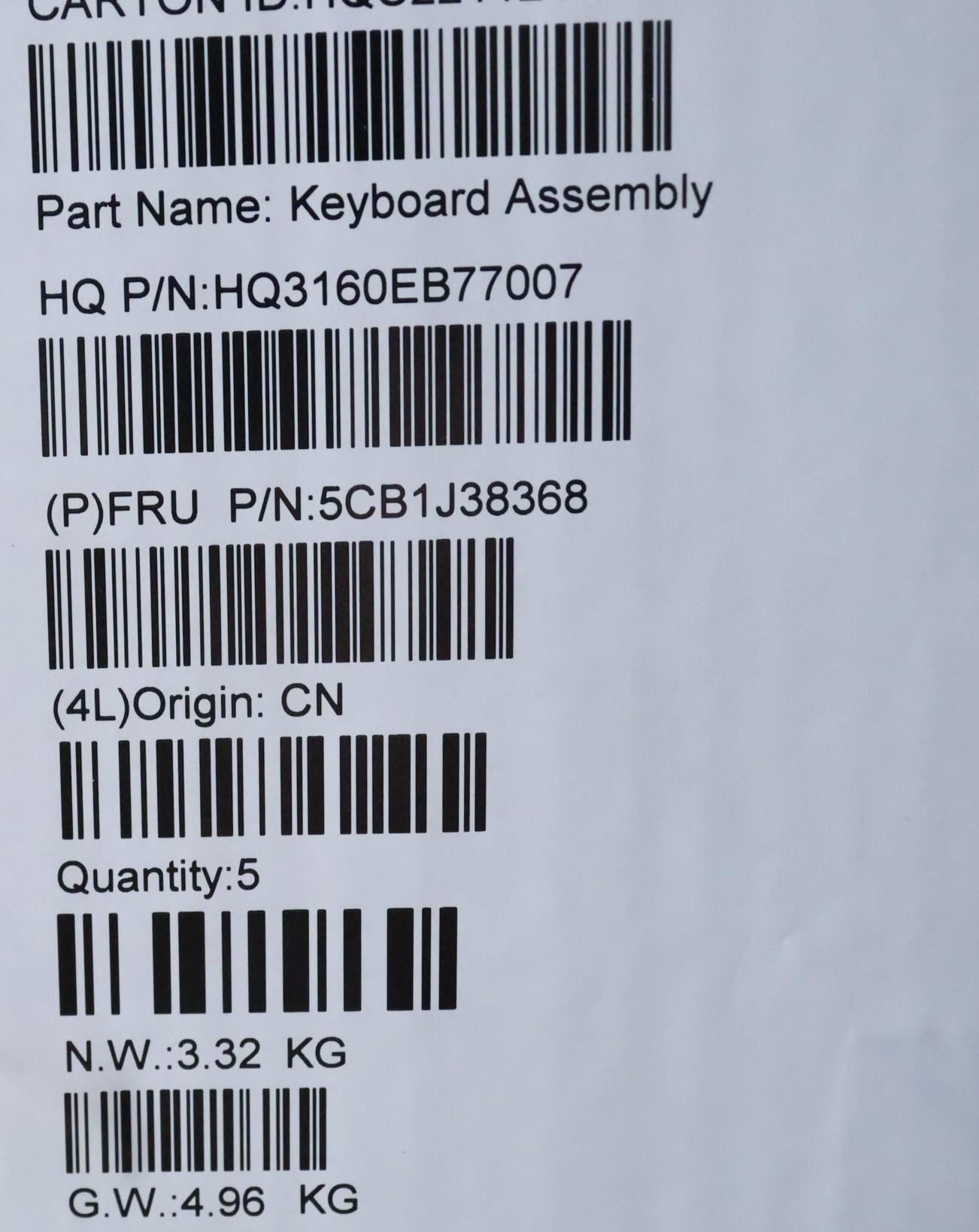 Lenovo ThinkBook G3 IAP Palmrest Cover Touchpad Keyboard Icelandic 5CB1J38368