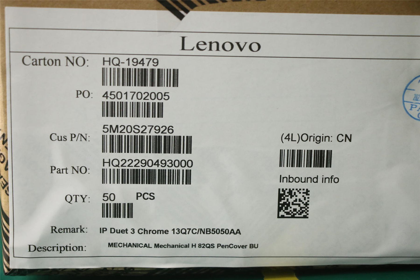 Lenovo Duet Duet 5 Chromebook 13Q7C6 Pen Stylus Cover Blue 5M20S27926