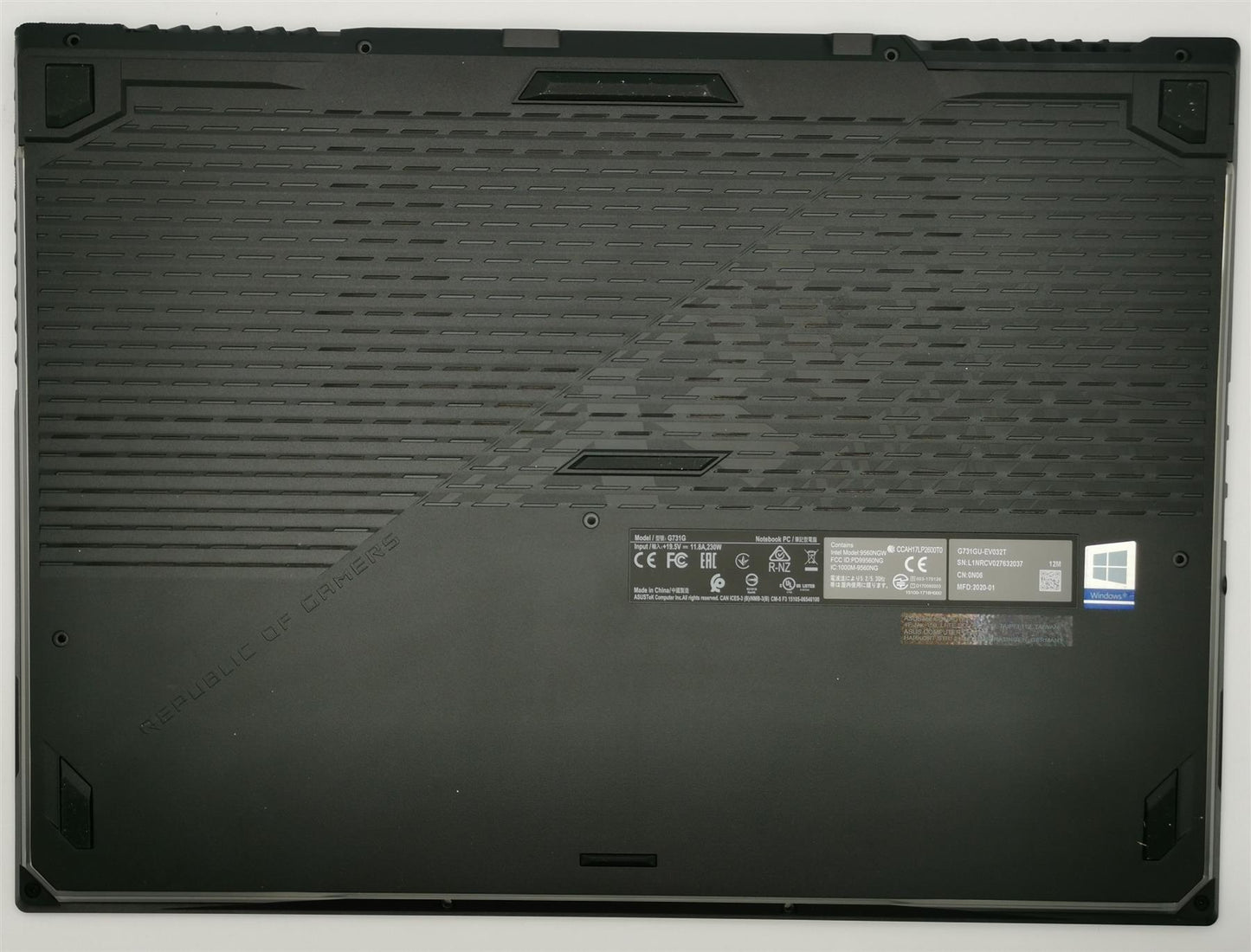 Asus G731GU G731GV G731GW G731Gw Btm 3Fin Case Assy 90NR01Q3-R7D010