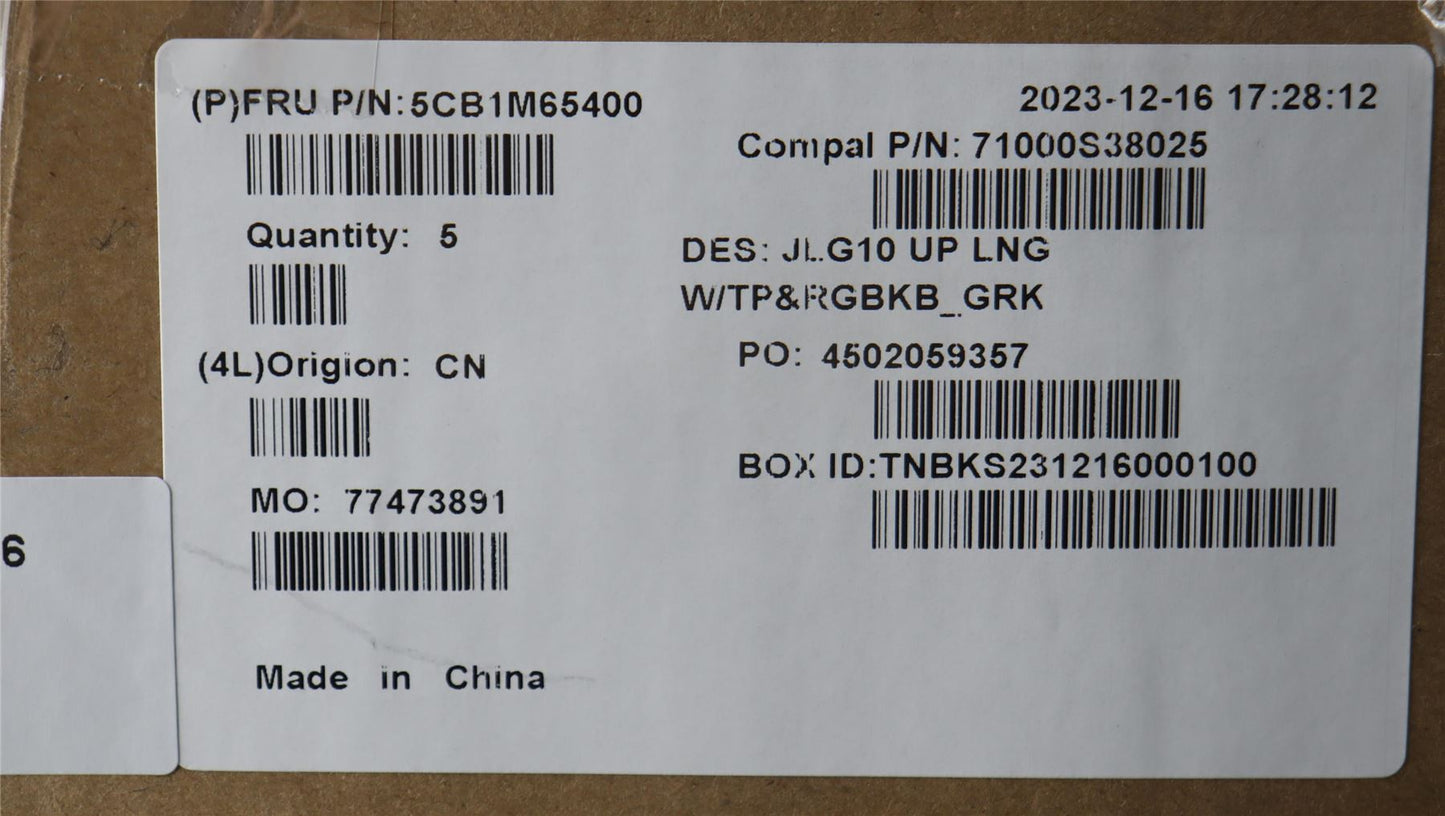 Lenovo COVER Upper Case ASM_GRE C 83DV RGB 5CB1M65400