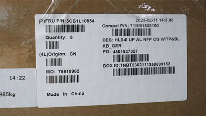 Lenovo UpperCase_GER C82XD NFP CG BL AL 5CB1L10854