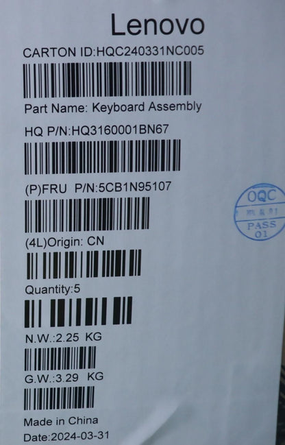 Lenovo Upper Case ASM GER H 83DS FP CB 5CB1N95107