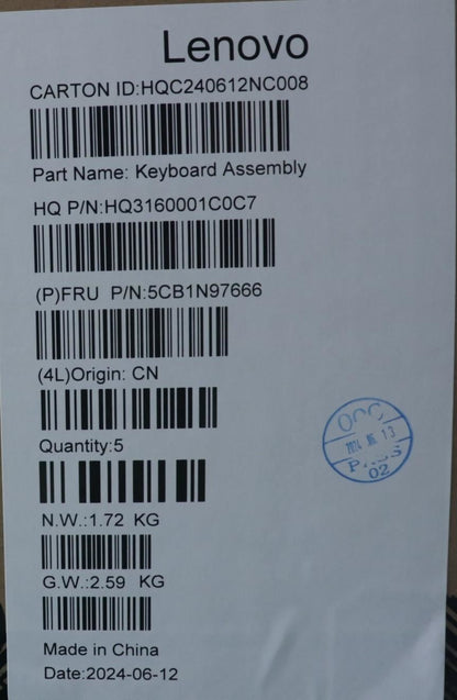 Lenovo UpperCaseASM FRA H83DJ NFP SG 5CB1N97666
