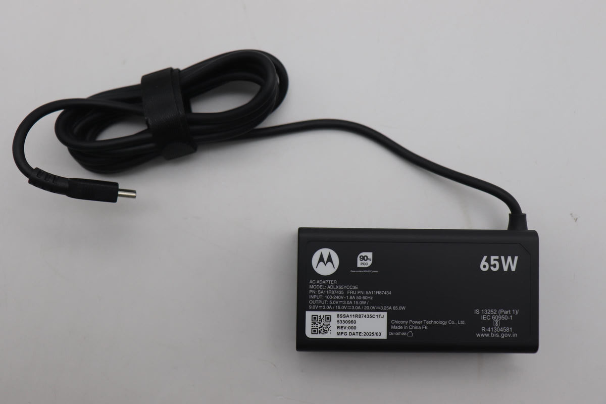 Lenovo AC_ADAPTER, USB-C, 3P, BLACK 65W 3 Pin AC Charger Adapter 5A11R87434