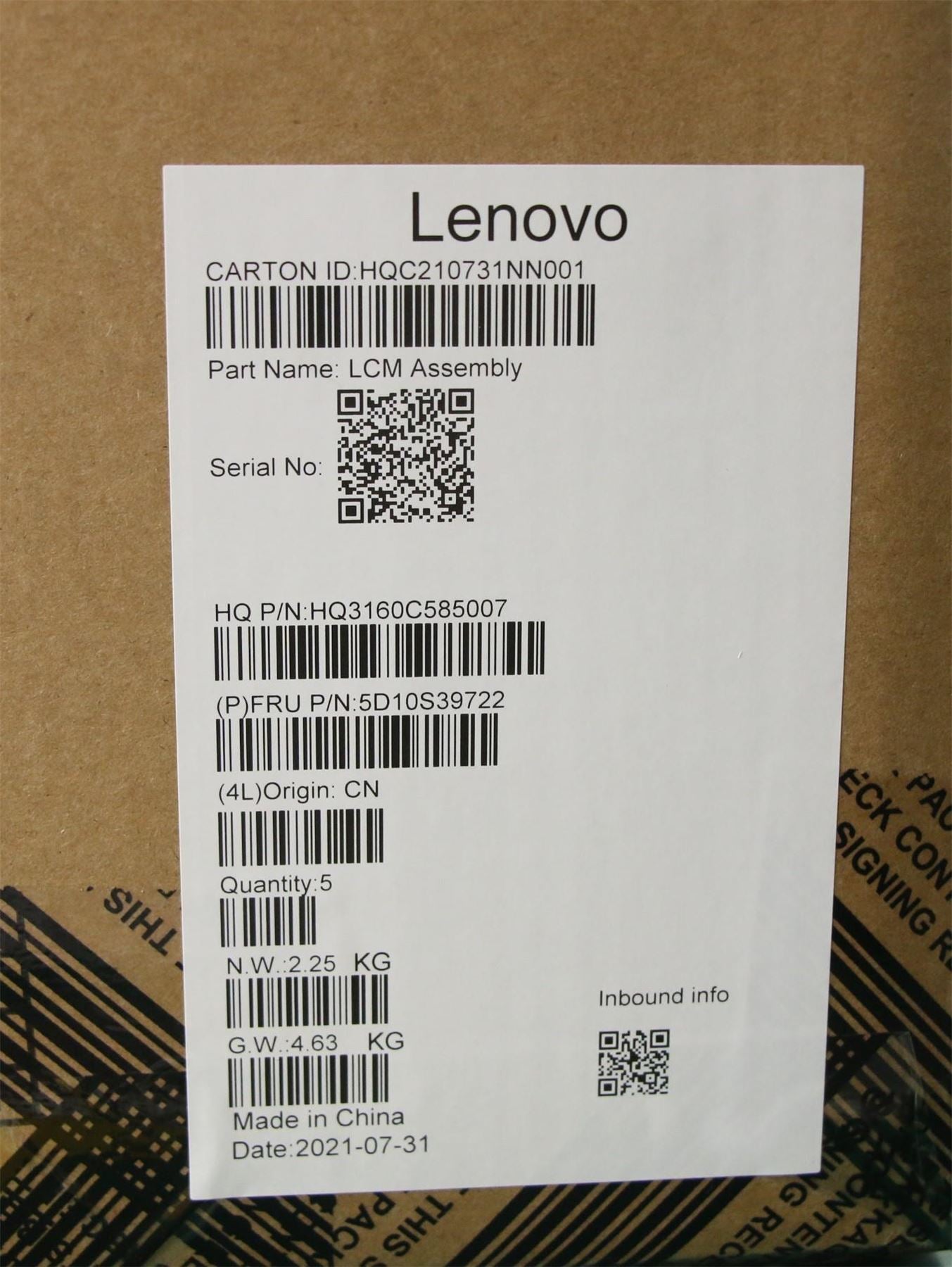 Lenovo LCD MODULE H 20WJ SG 5D10S39722