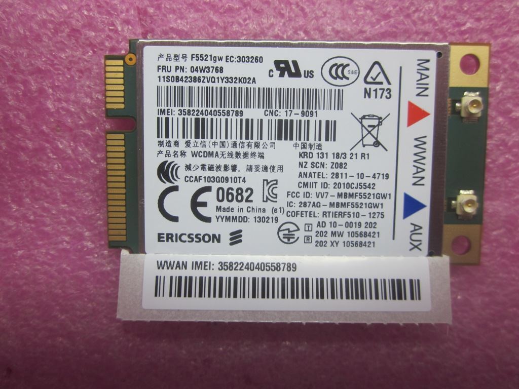 Lenovo Wireless,WWAN,ERC,F5521 FMC Tab WWAN Board 04W3768