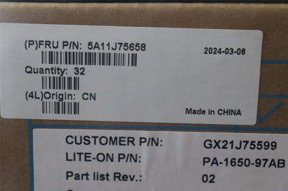Lenovo AC_ADAPTER PD,65W,20/15/9/5V,2P,ARG,LTN 65W USB-C 5V 2 Pin AC Charger Adapter 5A11J75658