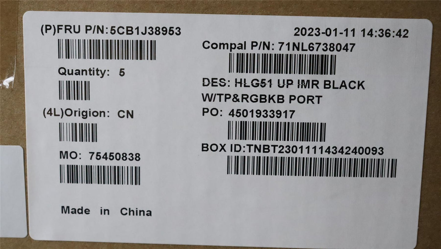 Lenovo UpperCase ASM_POR C82SCRGB BLA 5CB1J38953