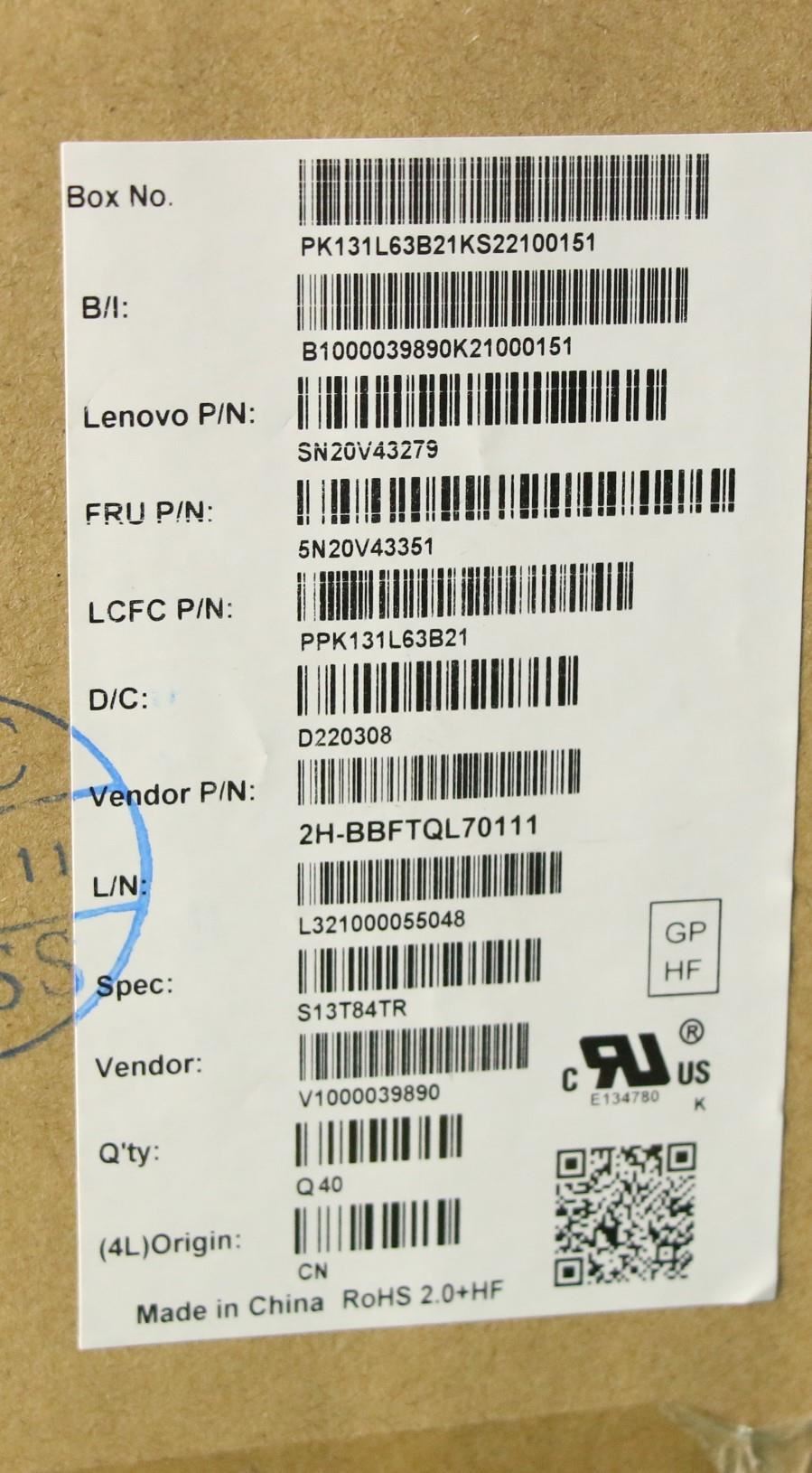 Lenovo ThinkPad L13 2 X13 Keyboard Turkish Black Backlit 5N20V43351