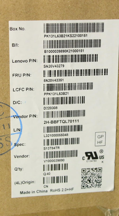 Lenovo ThinkPad L13 2 X13 Keyboard Turkish Black Backlit 5N20V43351