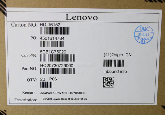 Lenovo Pro 5-16ACH6 5 Pro-16ACH6 Bottom Base Lower Cover Grey 5CB1C75029