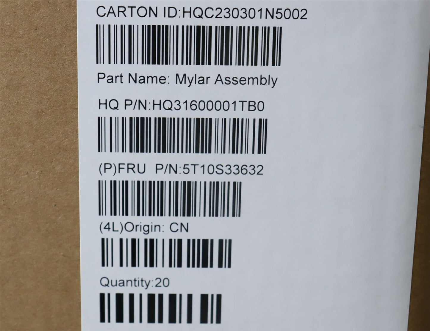 Lenovo TAPE D COVER COSTMETICS MYLAR R H82YN *5 5T10S33632