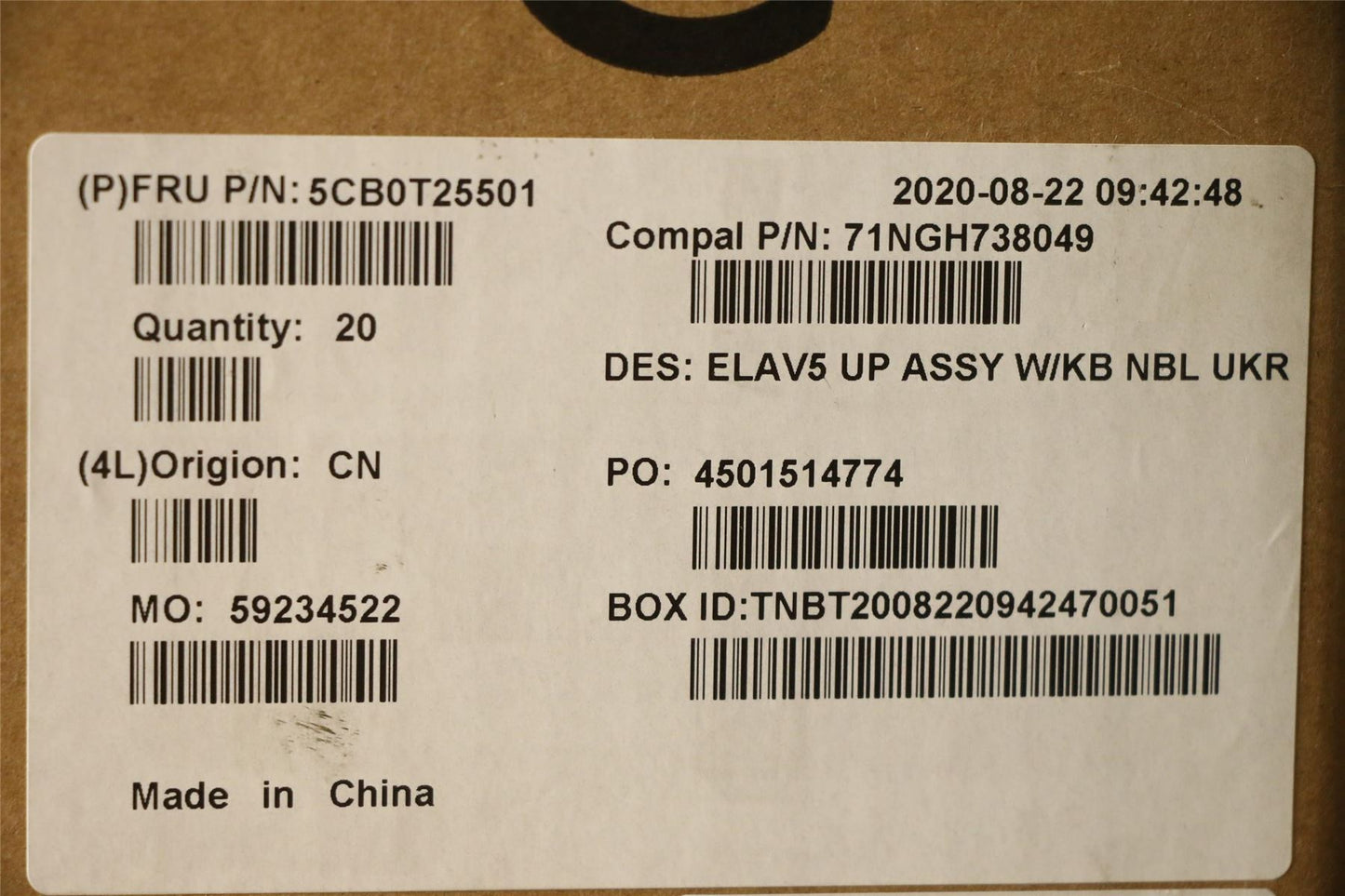 Lenovo Upper Case ASM C 81MT UKR 5CB0T25501