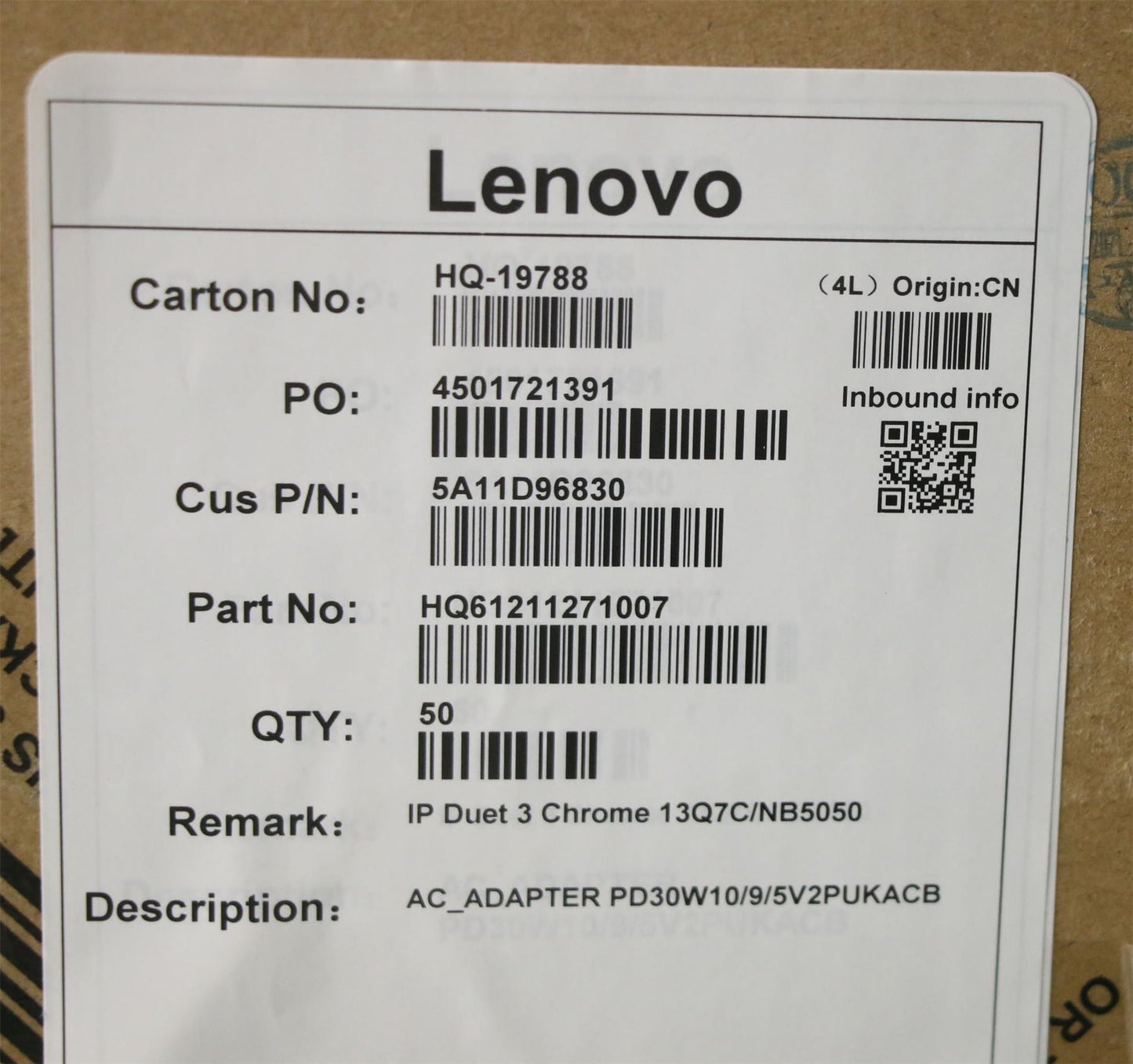 Lenovo Duet Duet 5 Chromebook 13Q7C6 AC Charger Adapter Power Black 5A11D96830