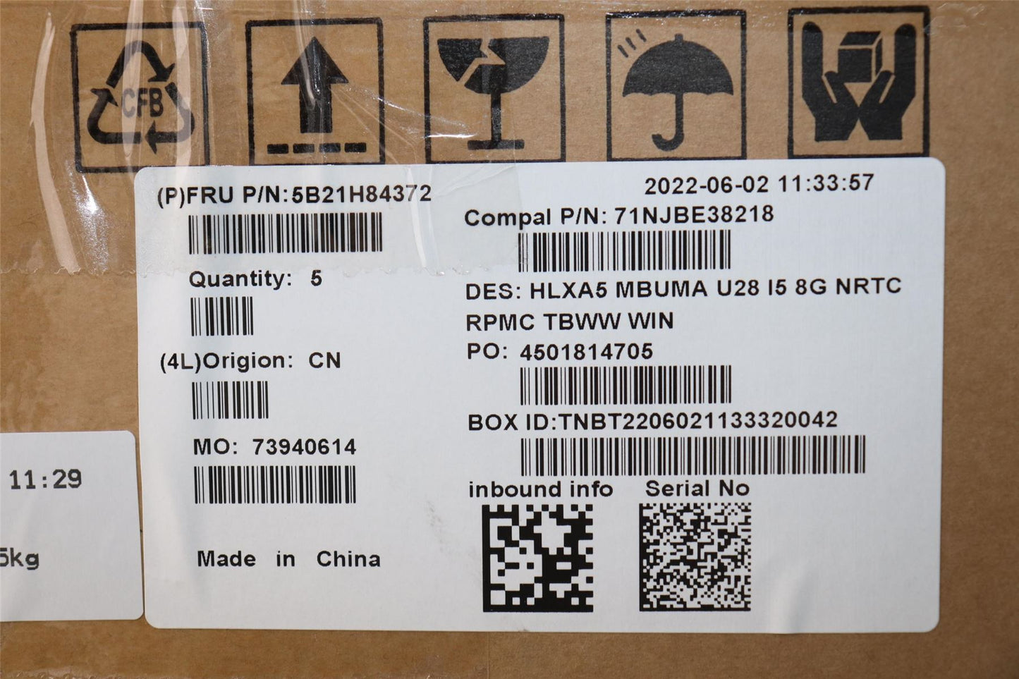 Lenovo MBC21DJ WIN I51240UMA8G_NTRM WW 5B21H84372
