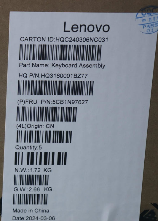 Lenovo UpperCaseASM UKE H83DJ FP SG 5CB1N97627