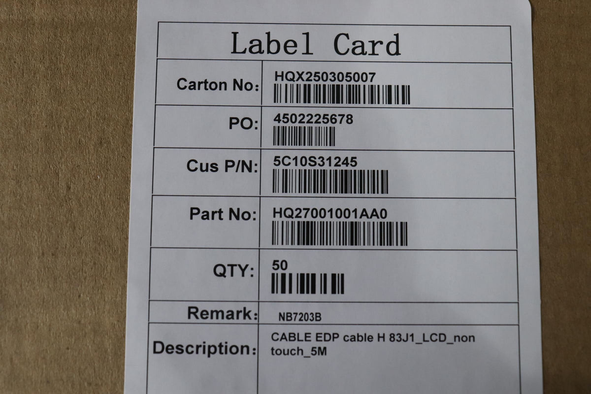 Lenovo H 83J1_LCD_non touch_5M LCD Display eDP Cable 5C10S31245