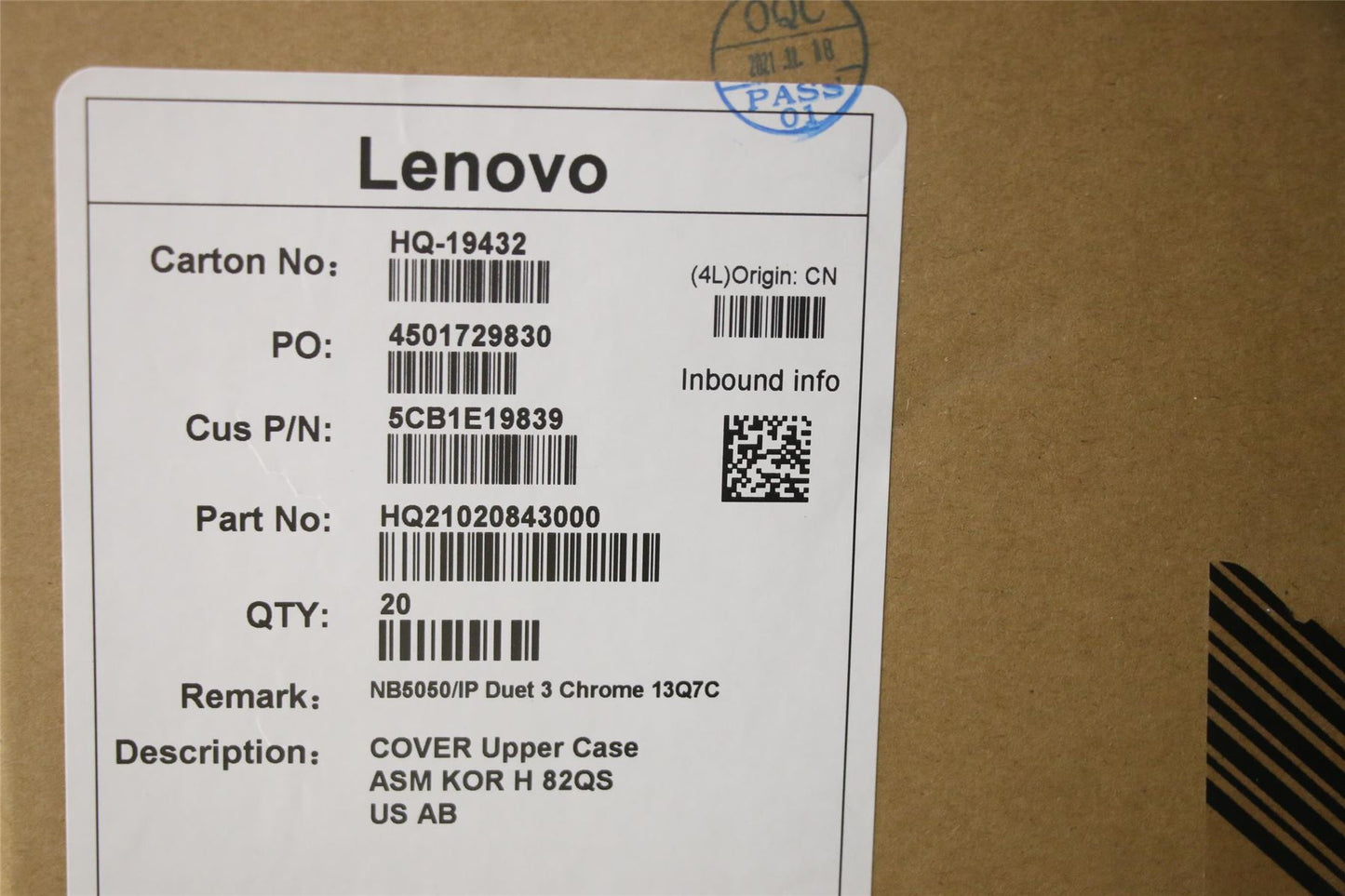 Lenovo Upper Case ASM KOR H 82QS US AB 5CB1E19839