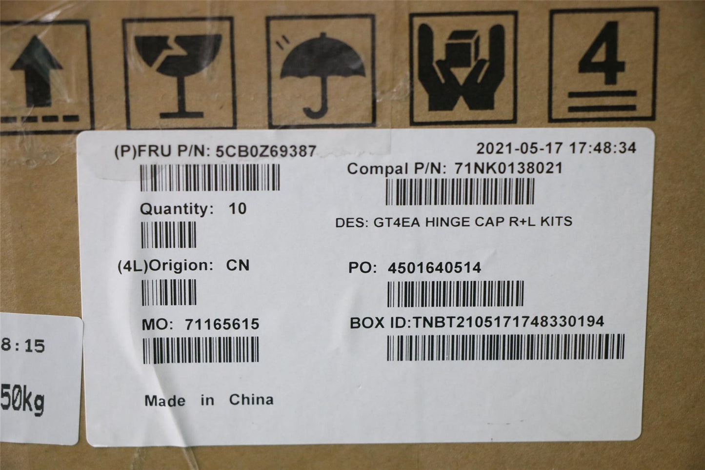 Lenovo FRU COVER hing cap R+L 5CB0Z69387