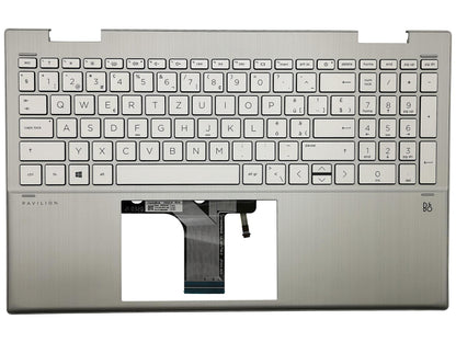 HP Pavilion 15-ER Palmrest Touchpad Cover Keyboard Swiss Silver M45129-BG1