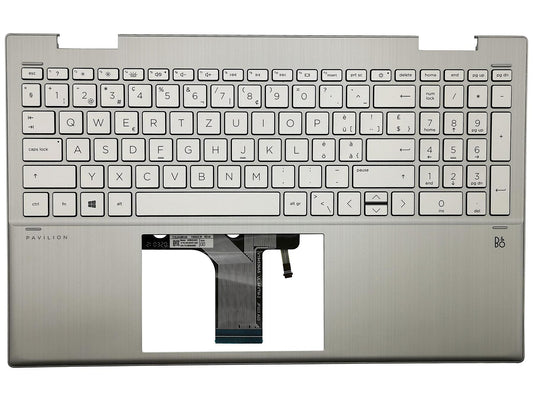 HP Pavilion 15-ER Palmrest Touchpad Cover Keyboard Swiss Silver M45129-BG1