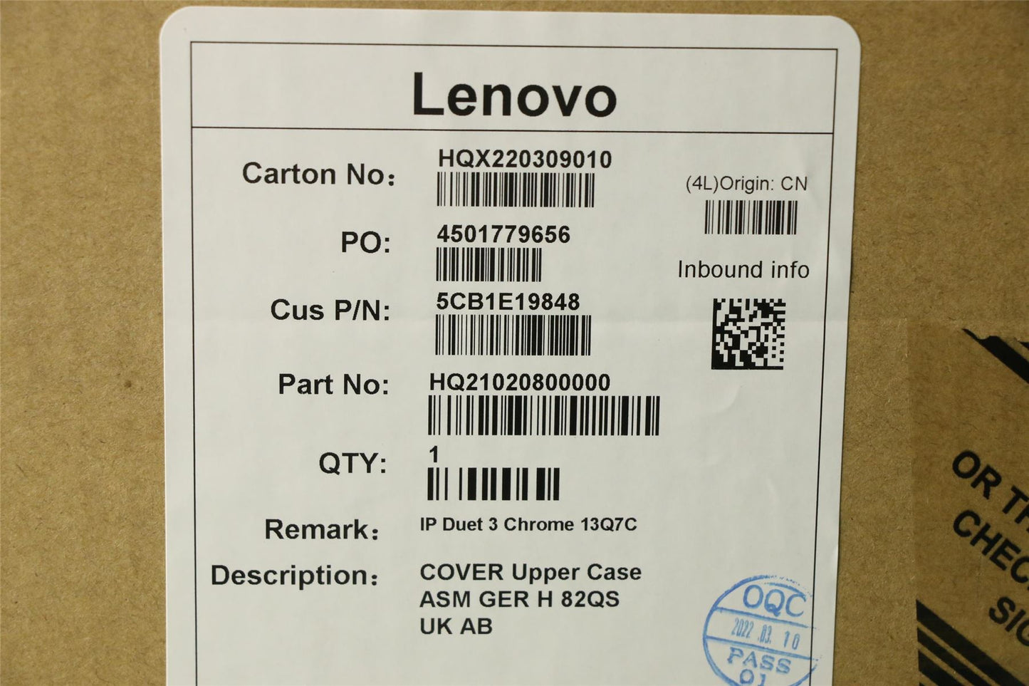 Lenovo Upper Case ASM GER H 82QS UK AB 5CB1E19848