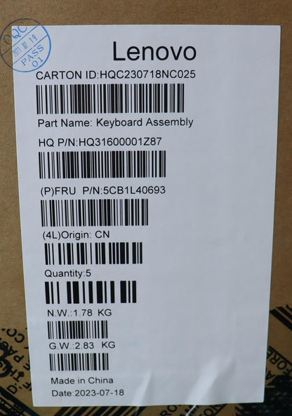 Lenovo Yoga 7 14IRH8 Palmrest Cover Touchpad Keyboard Nordic 5CB1L40693
