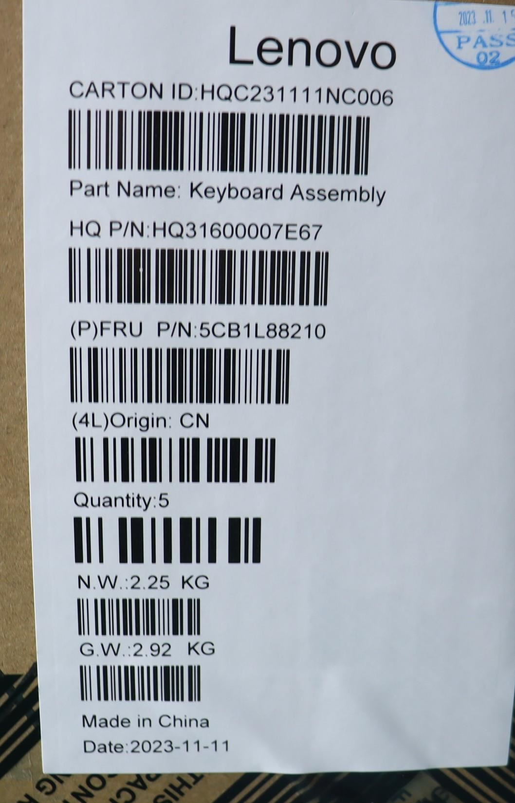 Lenovo COVER Upper Case ASM_ITA_H 83E0_FP_MIGY 5CB1L88210
