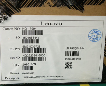 Lenovo 5M21C39728 MECHANICAL FRU TAPE LCD Golden Mylar *5