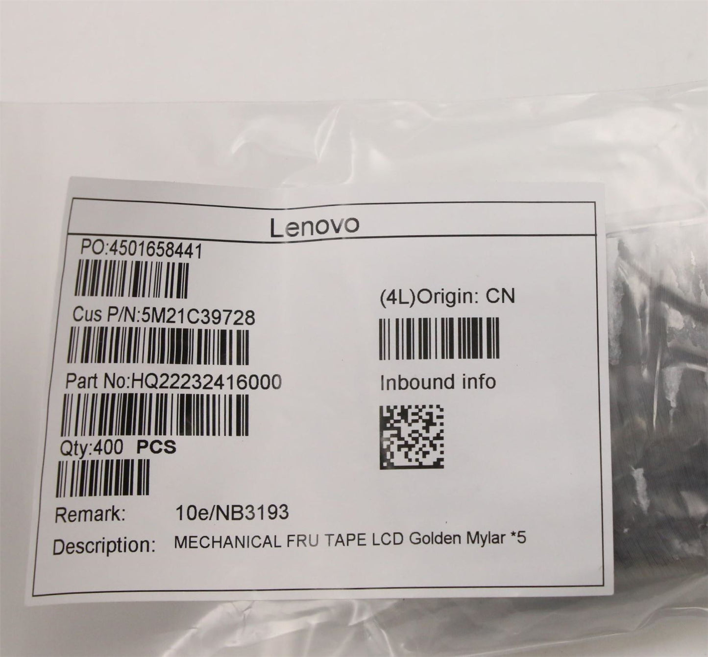 Lenovo 5M21C39728 MECHANICAL FRU TAPE LCD Golden Mylar *5