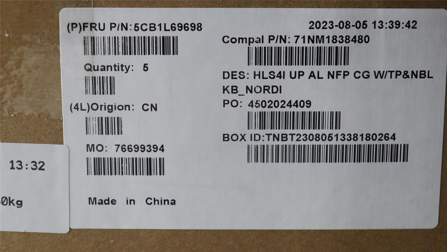 Lenovo UpCase_NORDIC C82XD NFP CG NBL AL 5CB1L69698