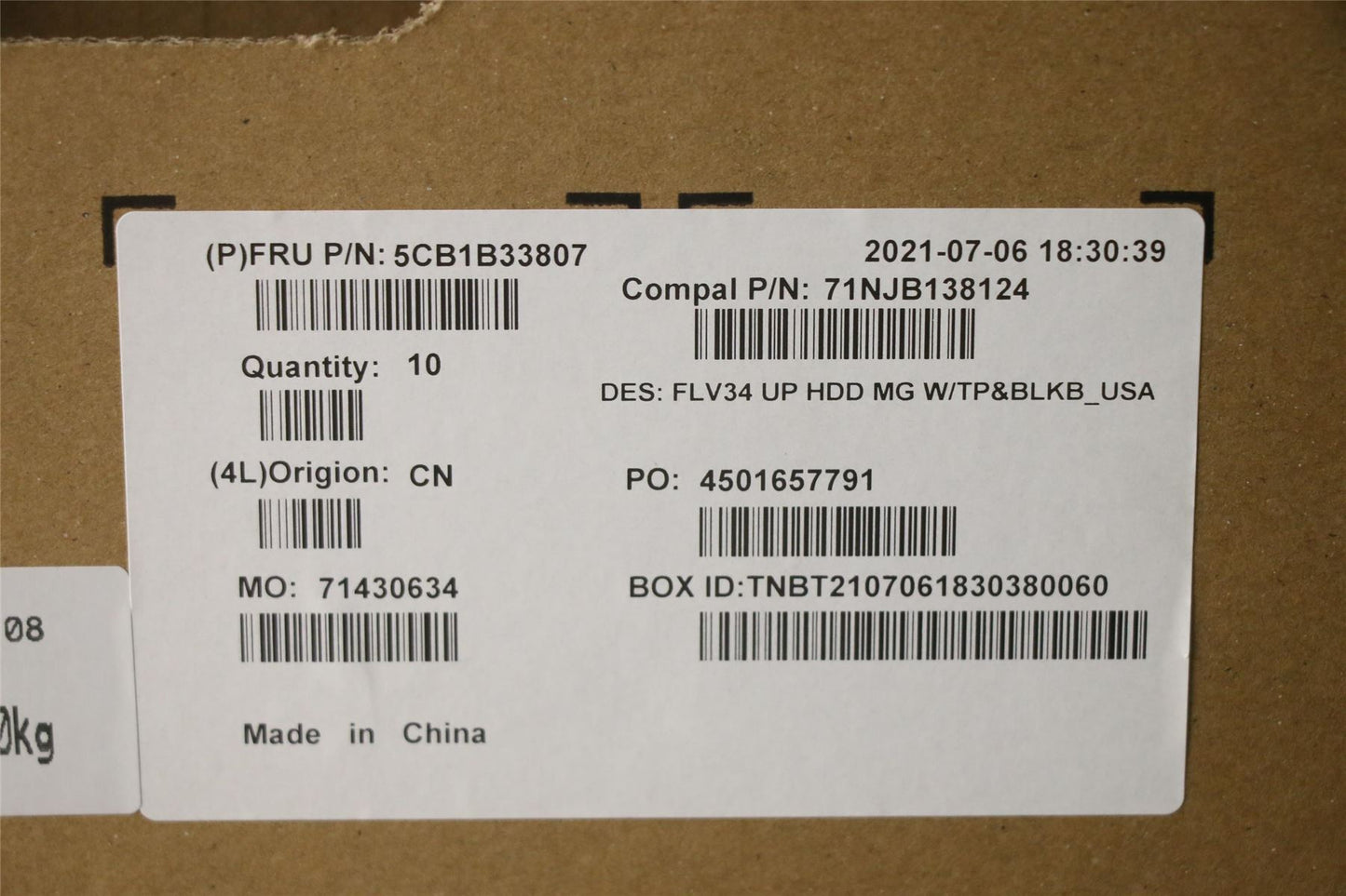 Lenovo UpperCase ASM_USA ENG C20VD HDMGBL 5CB1B33807
