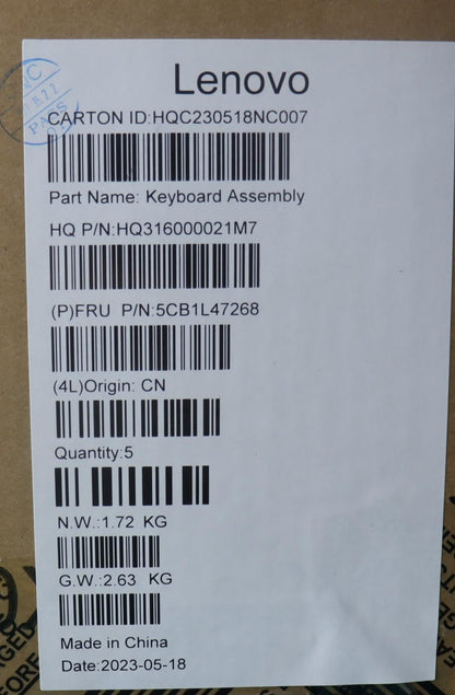 Lenovo Upper Case ASM_NORDIC H82YMFPSTGY 5CB1L47268